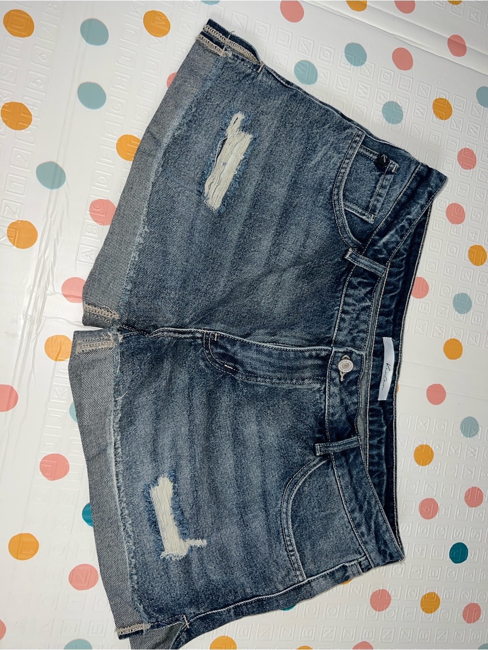 KanCan Distressed Dark Blue Denim Shorts